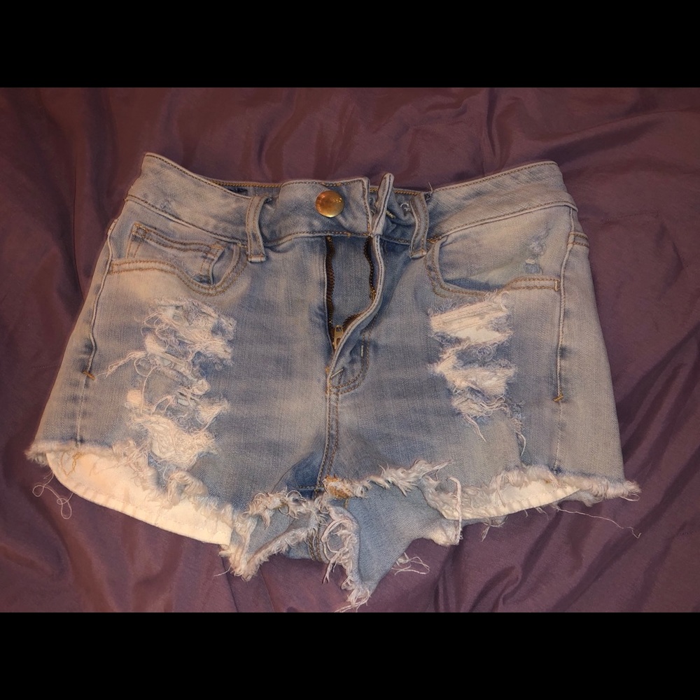 american eagle super stretch high rise shorts